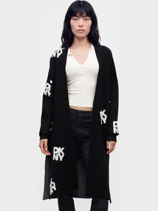 Long Women's Knitted Cardigan Black