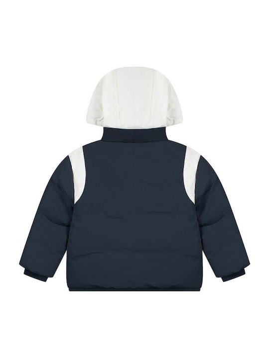 Kurze Kinder-Steppjacke mit Futter und Kapuze Blau
