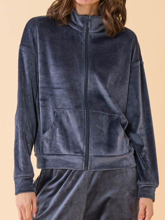 Blue Velour Sweatpants