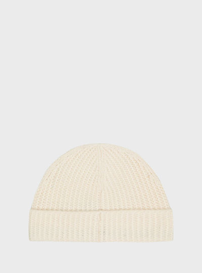 Men's Beanie with Rib Knit in Ecru