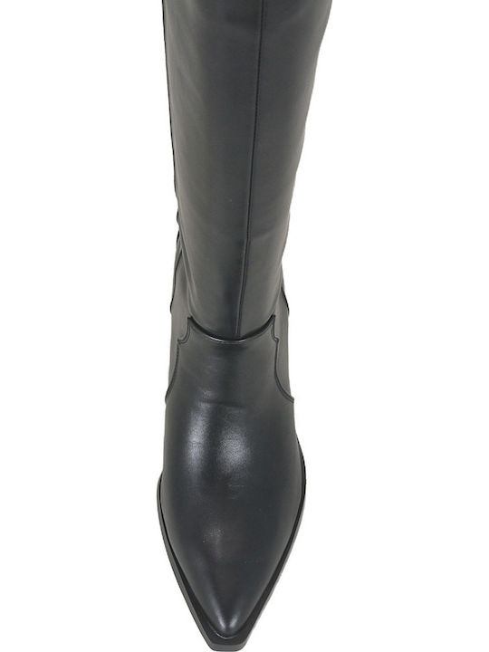 Borgel Leather Women’s Boots with Medium Heel Black