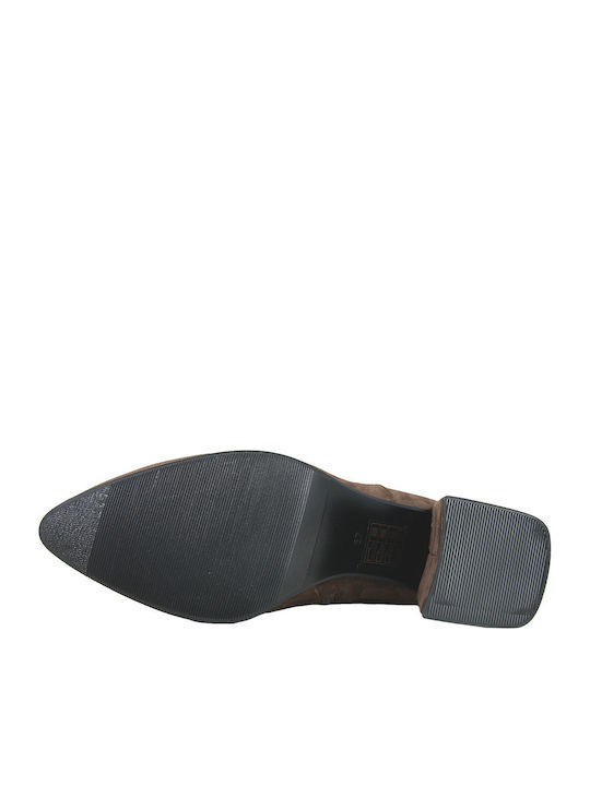 Bolgen Wildleder Damenstiefel mit Mittelhohem Absatz Braun