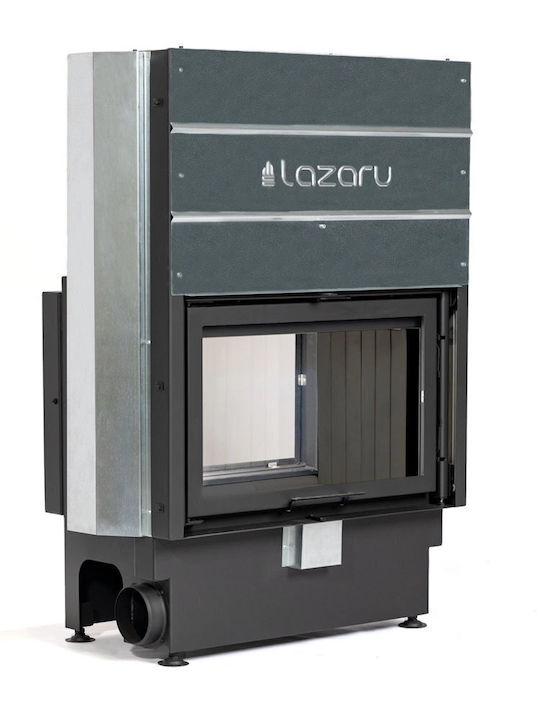 Lazaru Premium Line Holz-Kamineinsatz mit Luftheizung, Durchsichtiger Ausführung, Schiebetüren und Geschlossenem Ausdehnungsgefäß