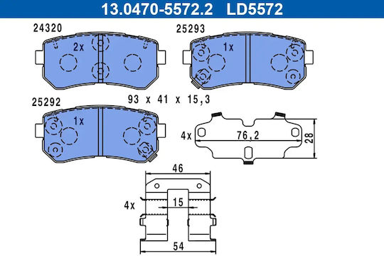 Brake Pad Set Disc Brake Ate 13.0470-5572.2