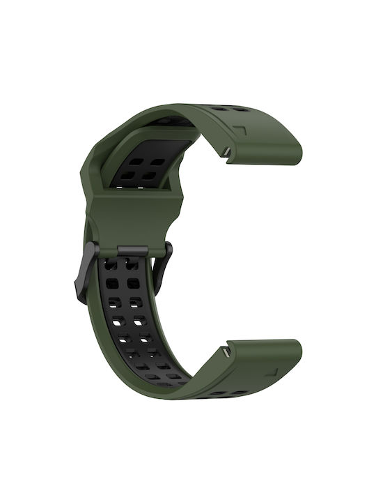 Garmin Instinct Crossover Solar Two-Tone Reverse Buckle 22mm Silicone Watch Strap Army Green+Black Garmin Instinct Crossover Solar Two-Tone Reverse Buckle 22mm Silicone Watch Strap Army Green+Black