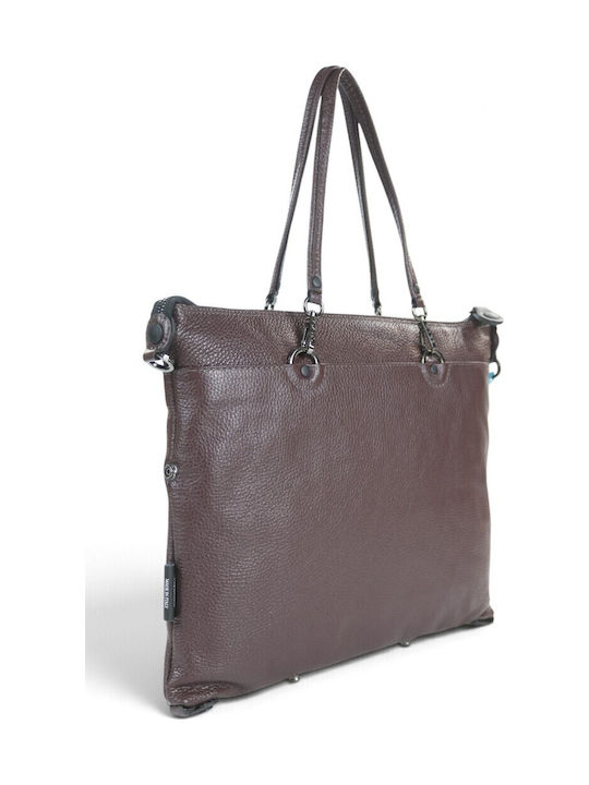 Leather Women's Tote Bag Italy Moka
