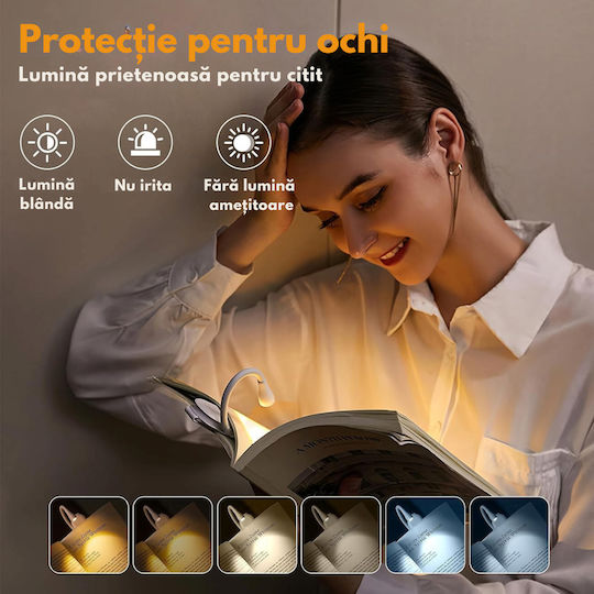 Lămpă de Citit LED cu Clește Alb