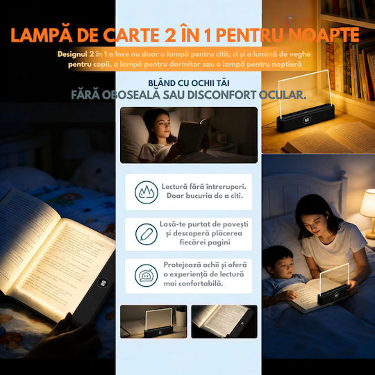 Φωτάκι Βιβλίου LED με Κλιπ Μαύρο