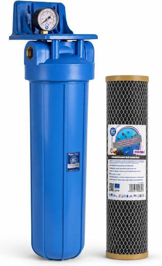 Aqua Filter Einzelnes Wasserfiltersystem für die zentrale Versorgung, Rohrquerschnitt 1'' mit Ersatzfilter BB20BLG