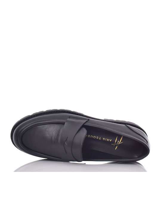 Damen-Loafers aus Leder in Schwarz