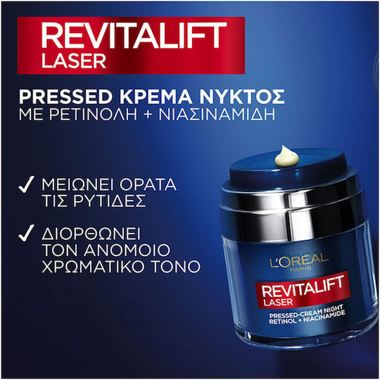 Revitalift Laser Cremă de Față de Noapte pentru Hidratare, Anti-îmbătrânire și Strălucire cu Retinol și Niacinamidă 50ml