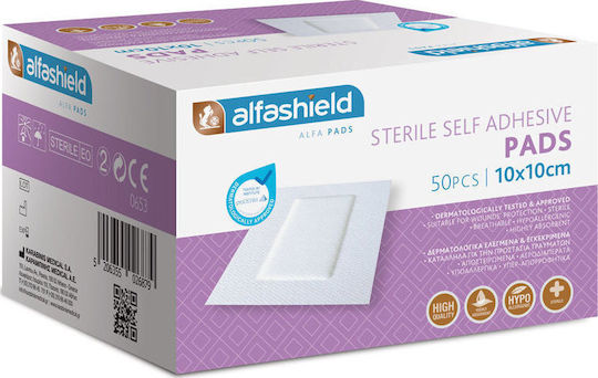Alfashield Alfa Pad Стерилни Самозалепващи Пластири 10x 10cm, 50 Бр.