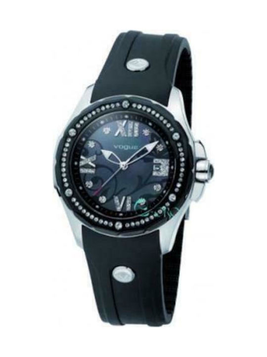 Vogue Uhr mit Schwarz Kautschukarmband