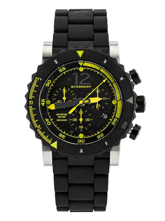 Burberry Men's Watch 43mm Chronograph Battery with Black Metal Bracelet