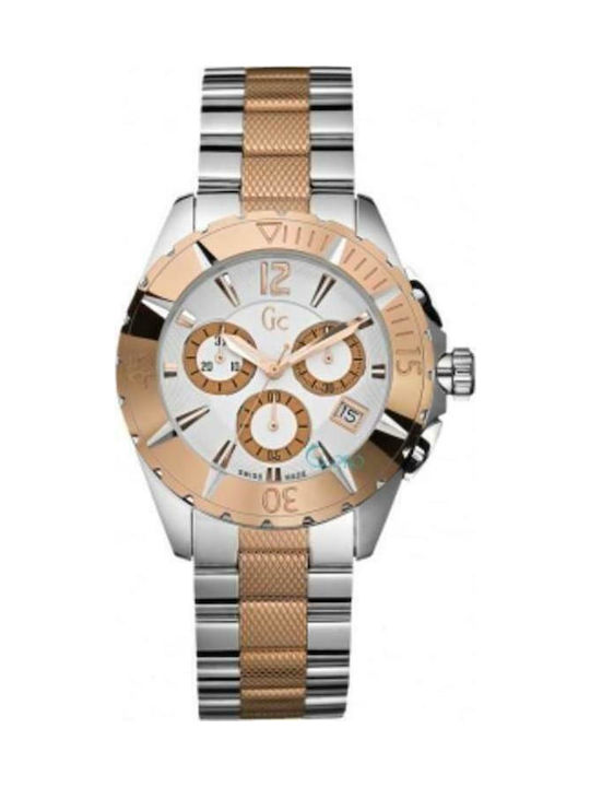 GC Watches Ανδρικό Ρολόι 39mm Χρονογράφος Μπαταρίας με Ροζ Χρυσό Μεταλλικό Μπρασελέ