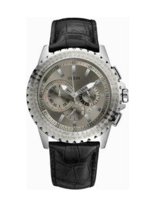 Guess Sports Black Leather Strap Chronograph