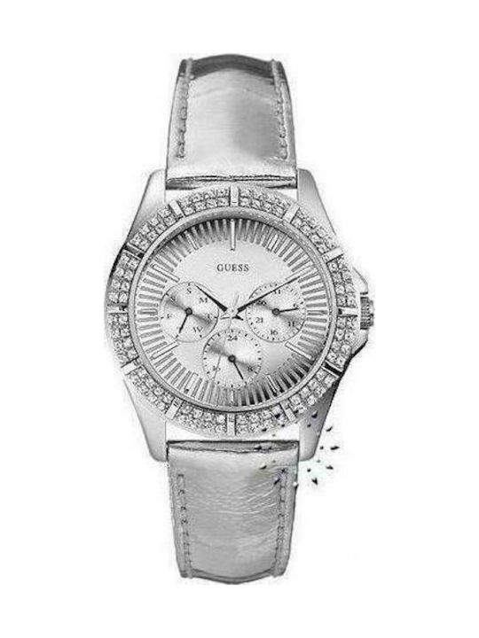 Guess W11013L1 Watch with Silver Leather Strap W11013L1