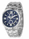 Fossil Ανδρικό Ρολόι 44mm Χρονογράφος Μπαταρίας με Ασημί Μεταλλικό Μπρασελέ