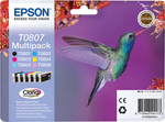 Epson T0807 Πακέτο 6 Μελανιών Εκτυπωτή InkJet Ανοιχτό Κυανό / Ανοιχτό Ματζέντα / Κίτρινο / Κυανό / Ματζέντα / Μαύρο (C13T08074011 C13T08074020 C13T08074010)