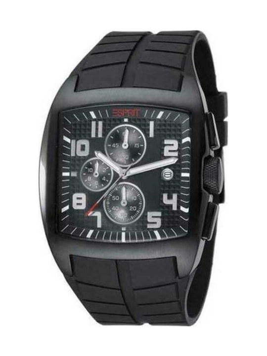 Esprit Uhr Chronograph Batterie mit Schwarz Kautschukarmband