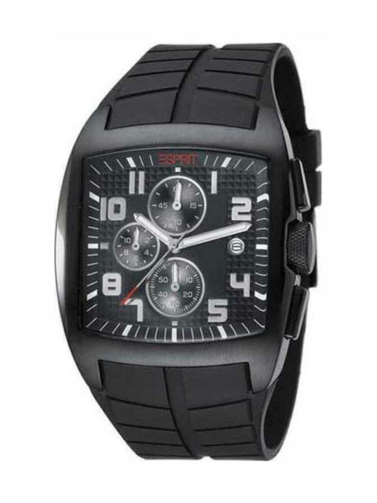 Esprit Ανδρικό Ρολόι 42mm Χρονογράφος Μπαταρίας με Μαύρο Καουτσούκ Λουράκι