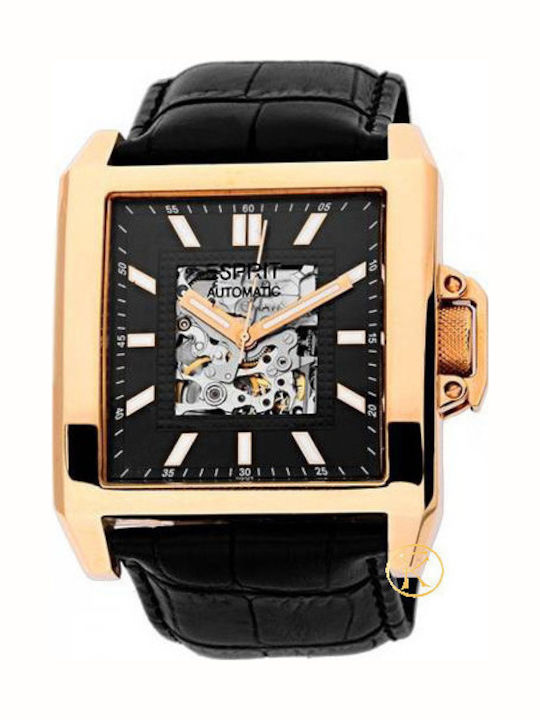 Esprit Antares Rex Ανδρικό Ρολόι 42mm Αυτόματο με Μαύρο Δερμάτινο Λουράκι
