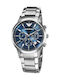 Emporio Armani Renato Herrenuhr 43mm Chronograph Batterie mit Silber Metallarmband