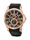 Seiko Premier Battery Watch with Leather Strap Black