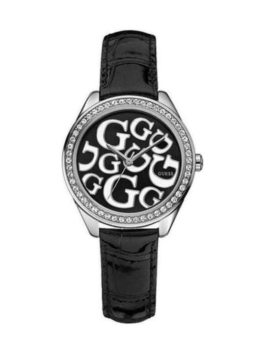 Guess Ceas cu Negru Curea de Piele