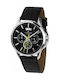 Jacques Lemans Watch Chronograph Battery with Black Leather Strap 1-1542A