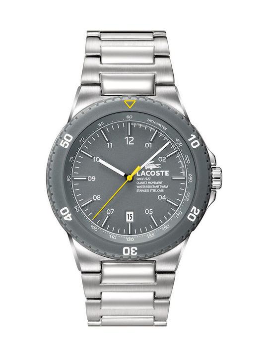 Lacoste Ανδρικό Ρολόι 42mm Μπαταρίας Ασημί