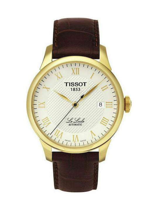 Tissot Ανδρικό Ρολόι 39mm Αυτόματο με Καφέ Δερμάτινο Λουράκι
