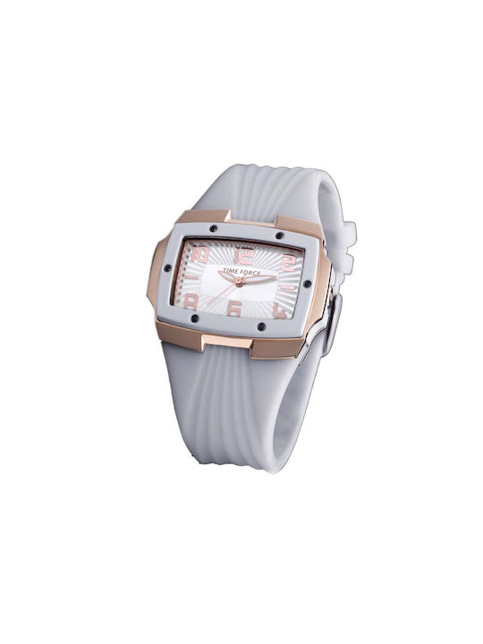 Time Force Watch with White Rubber Strap