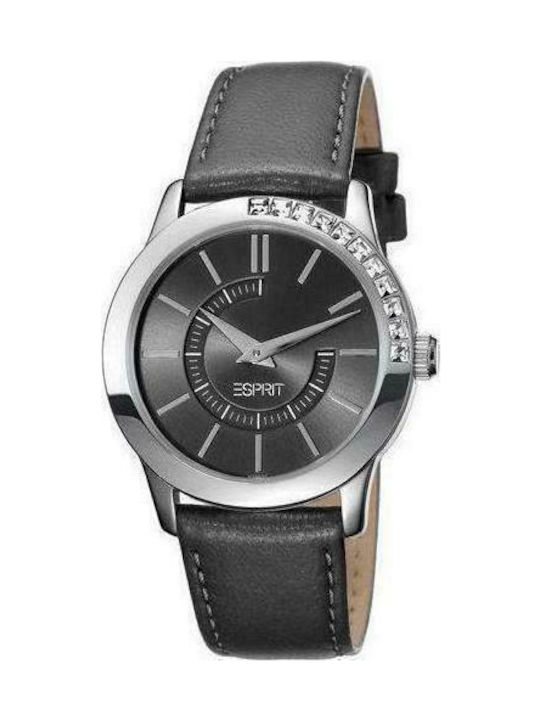 Esprit Watch with Black Leather Strap