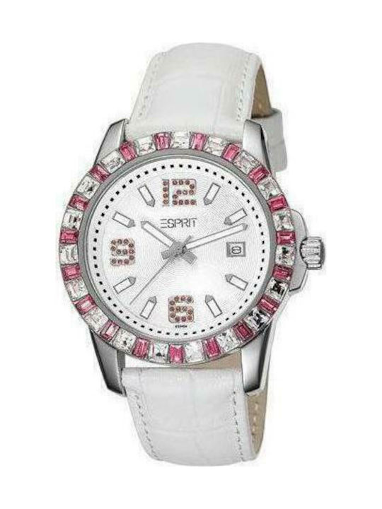 Esprit Watch with White Leather Strap ES103342007