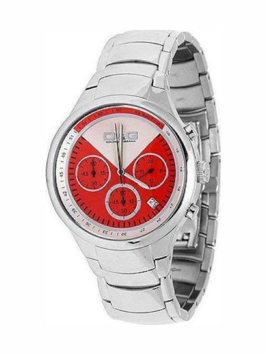 Dolce & Gabbana Ανδρικό Ρολόι 40mm Χρονογράφος Μπαταρίας με Ασημί Μεταλλικό Μπρασελέ