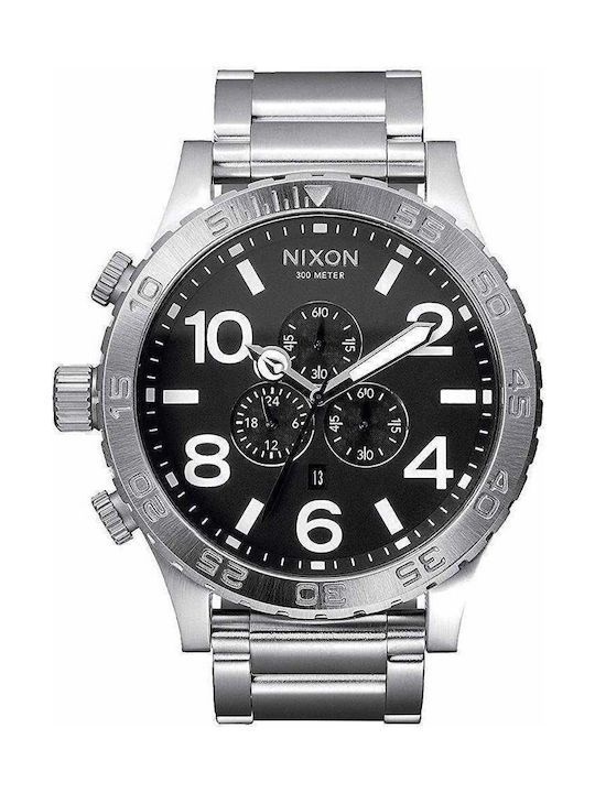 Nixon A-083-000 Ανδρικό Ρολόι 51mm Χρονογράφος Μπαταρίας με Ασημί Μεταλλικό Μπρασελέ