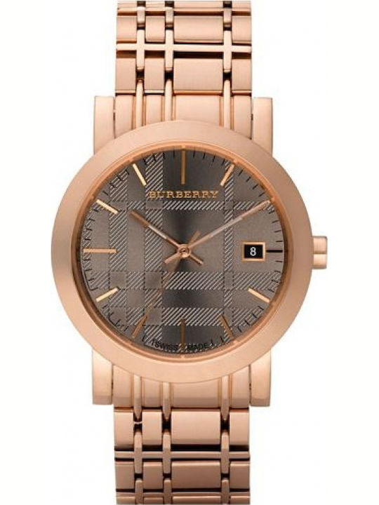 Burberry Γυναικείο Ρολόι 38mm Μπαταρίας με Ροζ Χρυσό Μεταλλικό Μπρασελέ