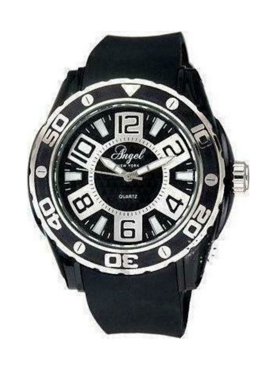 Watch with Black Rubber Strap