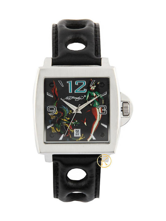 Ed Hardy Men's Watch 39.5mm Battery with Black Leather Strap Ed Hardy Men's Watch 39.5mm Battery with Black Leather Strap
