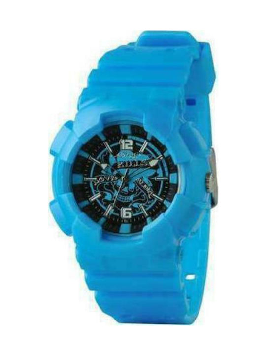 Ed Hardy Digital Watch with Blue Rubber Strap