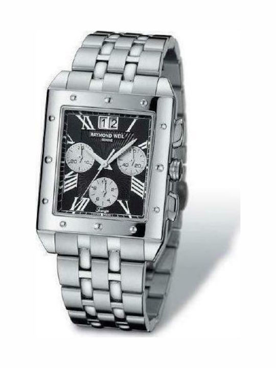 Raymond Weil Ανδρικό Ρολόι 34mm Χρονογράφος Μπαταρίας με Ασημί Μεταλλικό Μπρασελέ