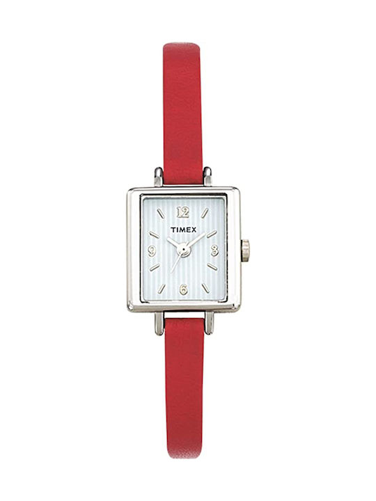 Timex Watch with Red Leather Strap