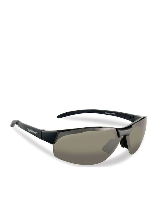 Flying Fisherman Maverick Herren Sonnenbrille mit Schwarz Kunststoff Gestell und Gray Polarisiert Linse