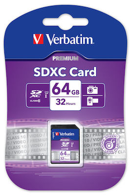 Verbatim Premium SDXC 64GB Class 10 U1 UHS-I