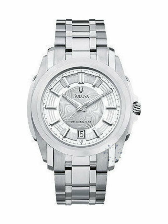 Bulova Precisionist Ανδρικό Ρολόι 42mm Μπαταρίας με Ασημί Μεταλλικό Μπρασελέ