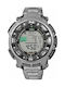 Casio Pro Trek Ψηφιακό Ανδρικό Ρολόι 51mm Solar με Ασημί Μεταλλικό Μπρασελέ