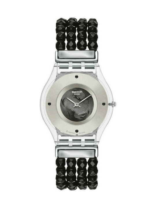 Swatch Watch with Black Rubber Strap