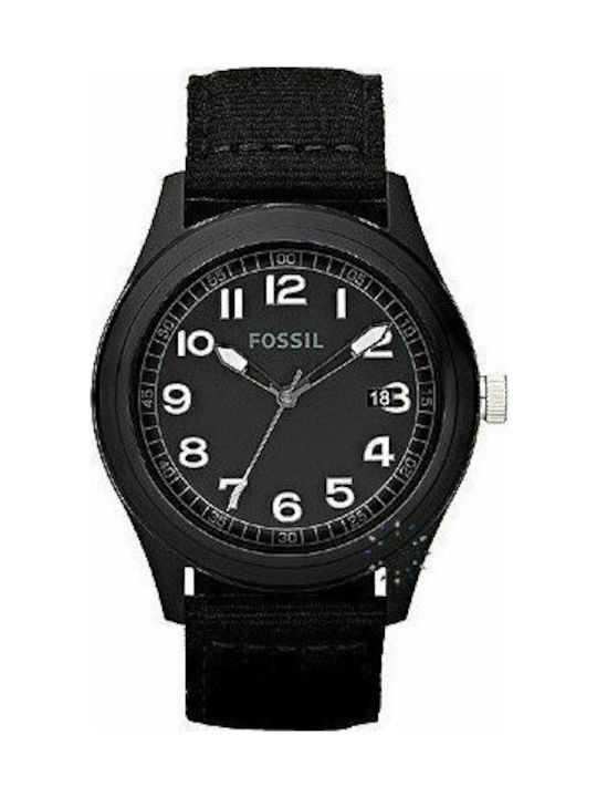 Fossil Watch Battery with Black Fabric Strap