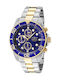 Invicta Pro Diver Men's Watch 43mm Chronograph Kinetic with Silver Metal Bracelet